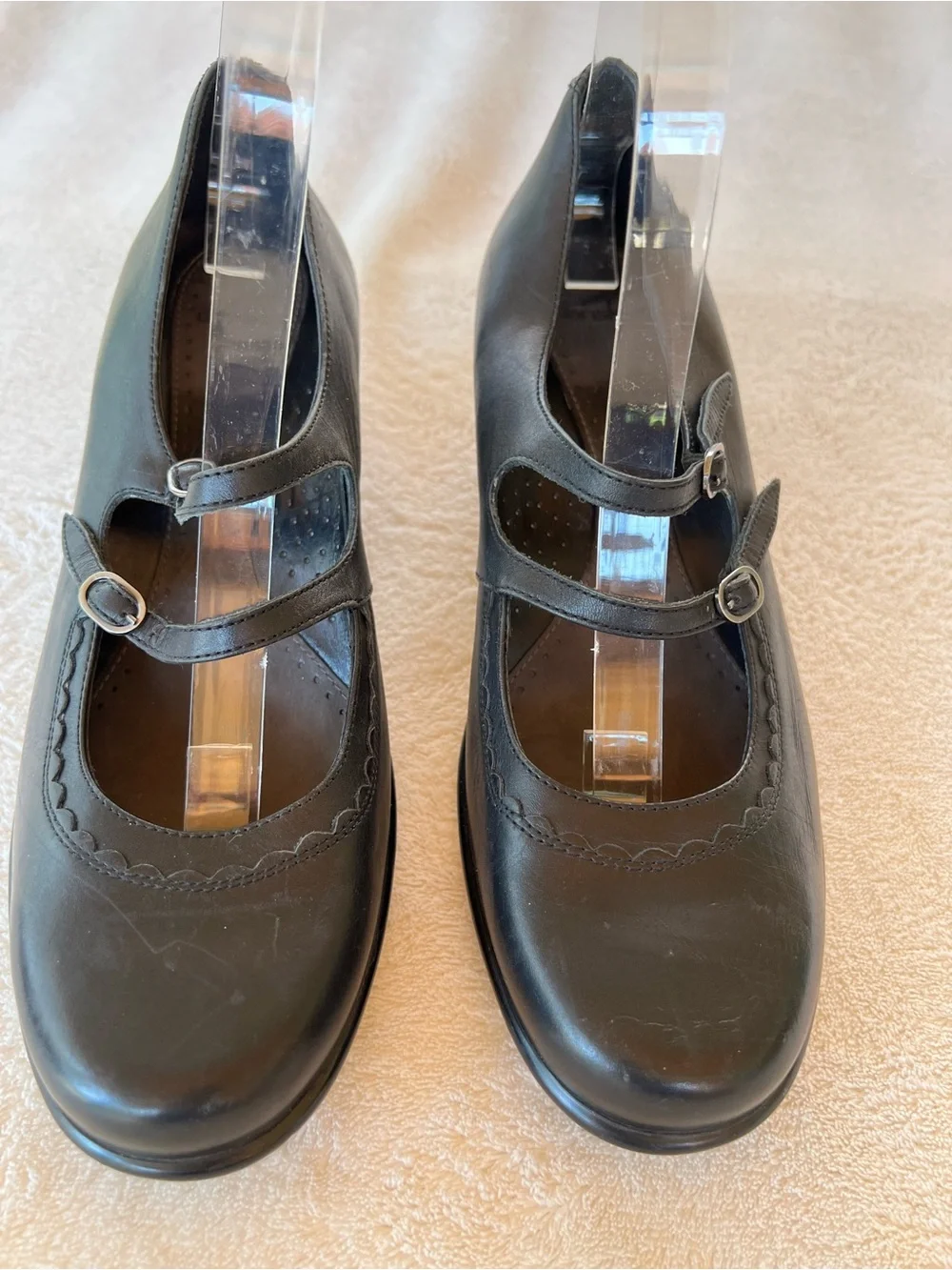 Dansko Babette Josie Black Leather Mary Jane Heels SZ 10.5 Double Strap Comfort